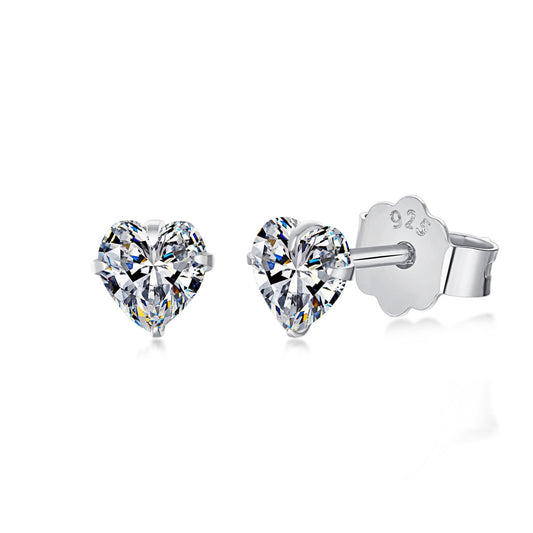 [Vivid Aurora]Sparkling Heart Shaped Simple Earrings