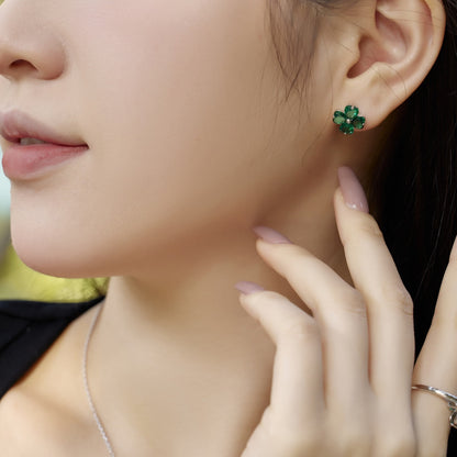 [Vivid Aurora]Four-Leaf Clover Ball Earrings