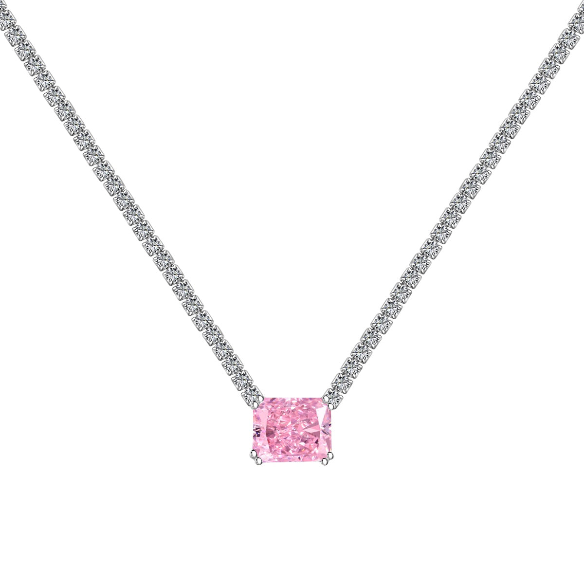 [Vivid Aurora]4.0 Carat Elegant Radiant Cut Necklace